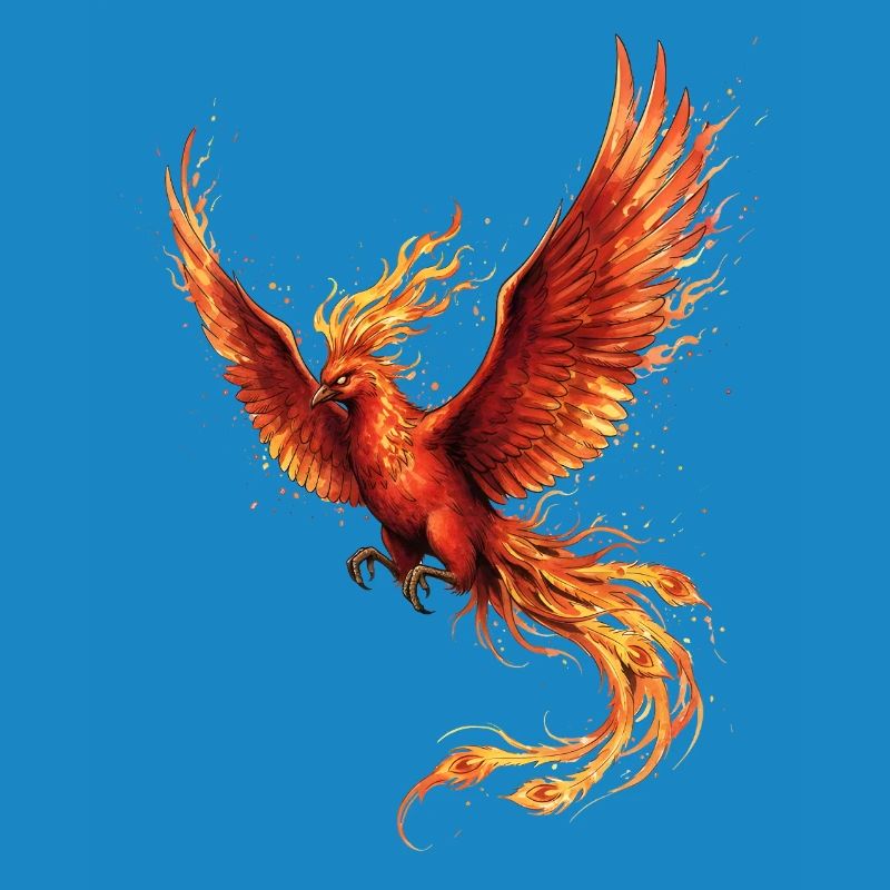 Oiseau de feu Phénix avec ailes de feu
