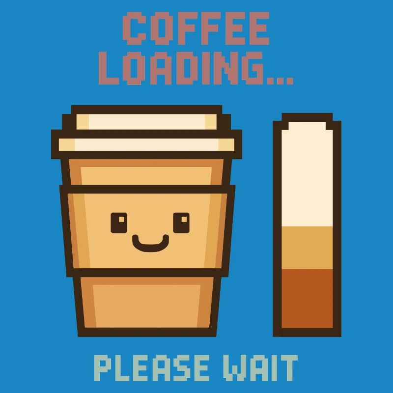 Coffee Loading Pixel Art - Morgenstart mit Charme