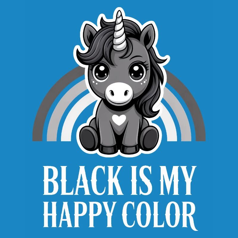 Licorne Noire Joyeuse Couleur