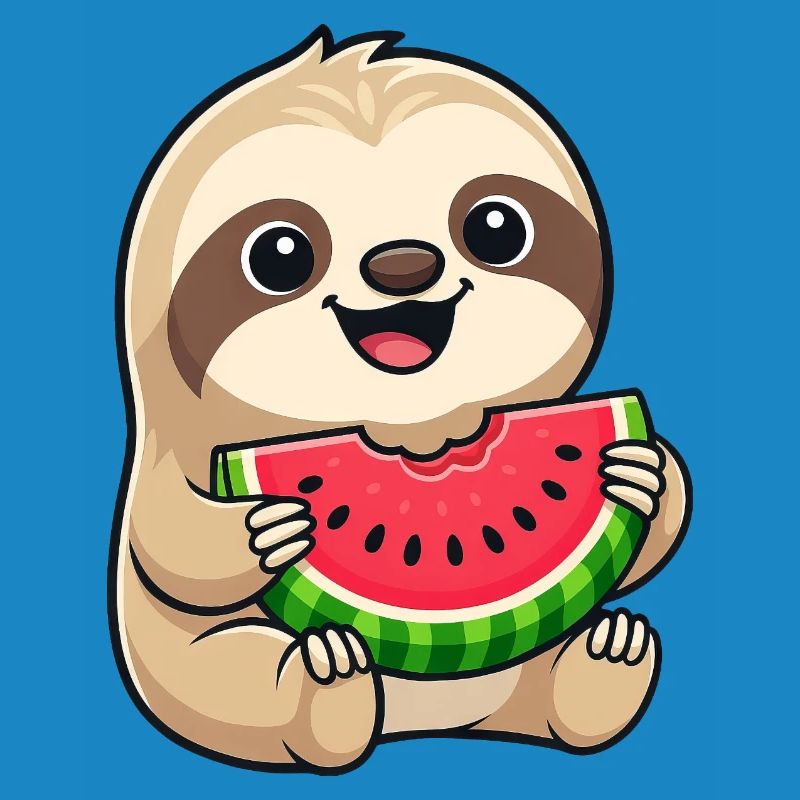 Droll Sloth Melon Summer Fruit Cartoon Cute