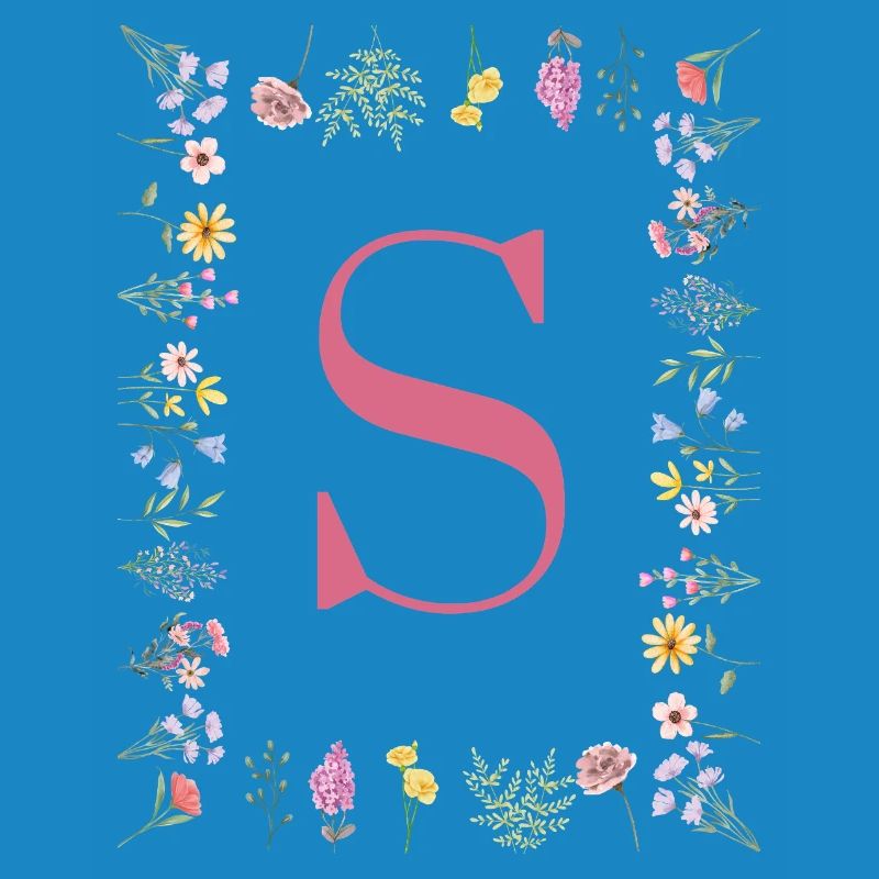 Initial S Floral Monogram