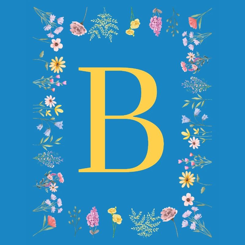 Initiales florales « B », monogramme de lettres