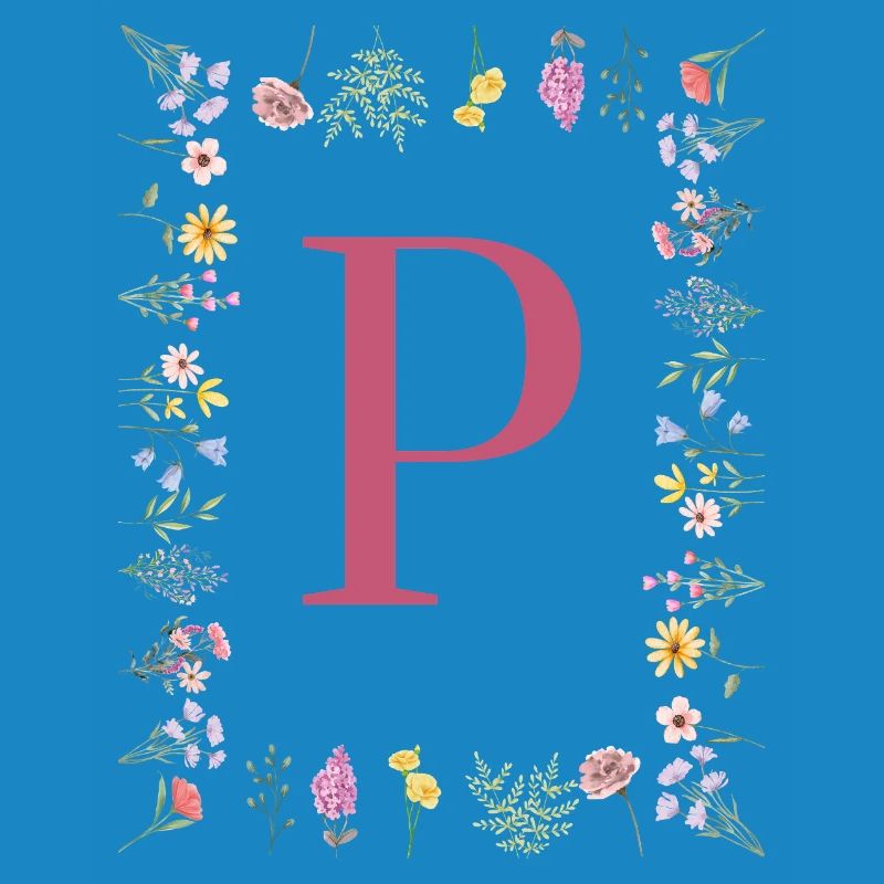 Florale Initialen "P", Buchstaben Monogramm
