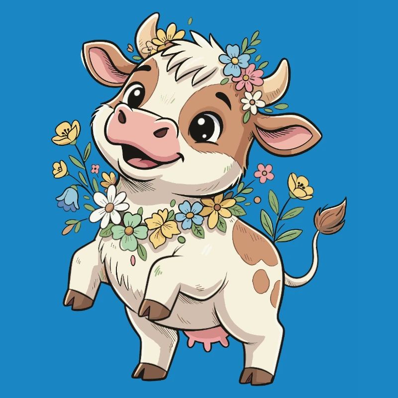 Vache avec une couronne de fleurs