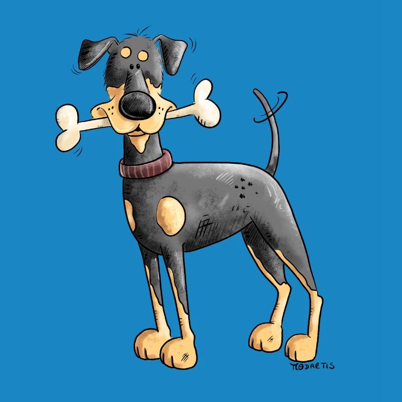 Dobermann Oder Pinscher mit Knochen