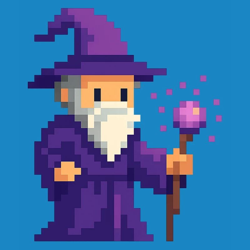 Pixel wizard dans le scintillement violet