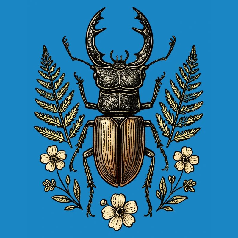 Bronze Insect in Leaf Wreath
