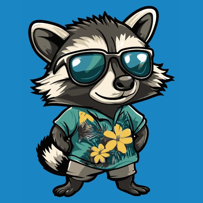 Waschbär Comic Urlaub