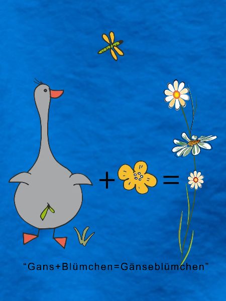 Gans und Blümchen gleich Gänseblümchen