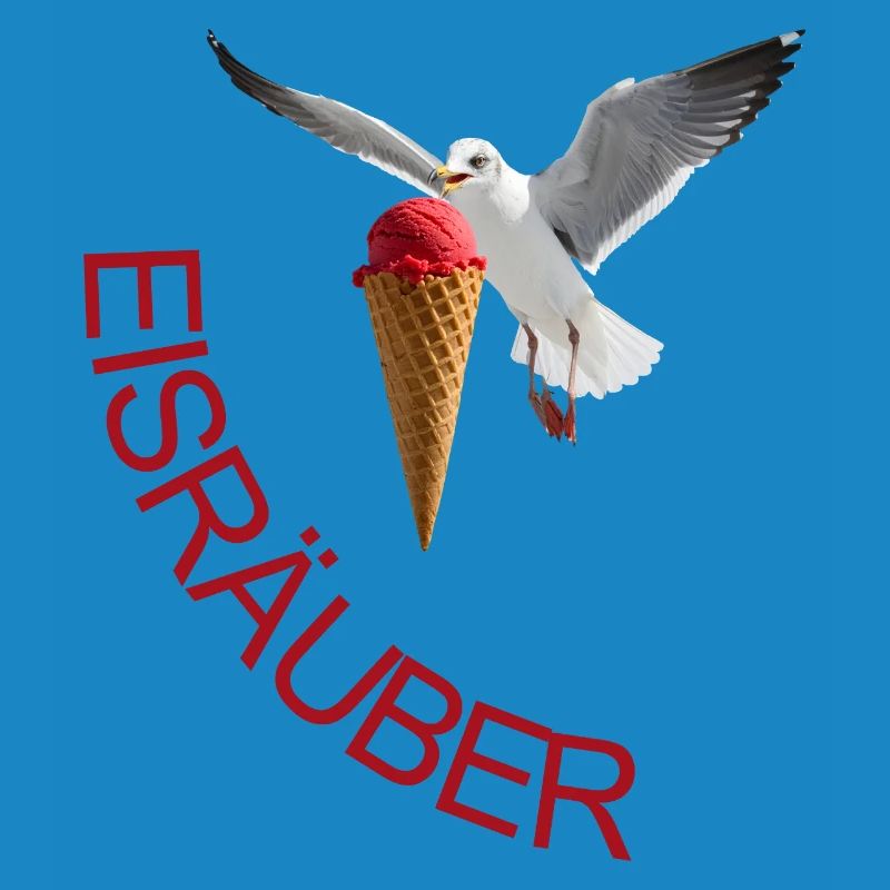 Möwe mit Eiscreme Eisräuber