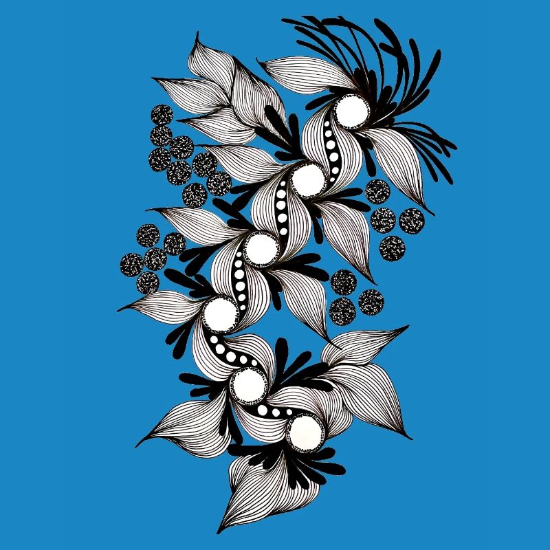 Spirale de fleurs noires et blanches