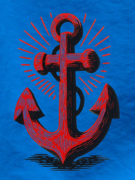Rotes Anker Sonnenstrahl Muster