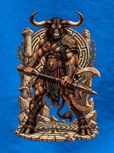 Minotaurus Krieger im Labyrinth
