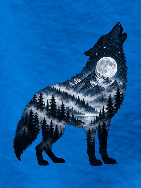 Wolf Krafttier Vollmond