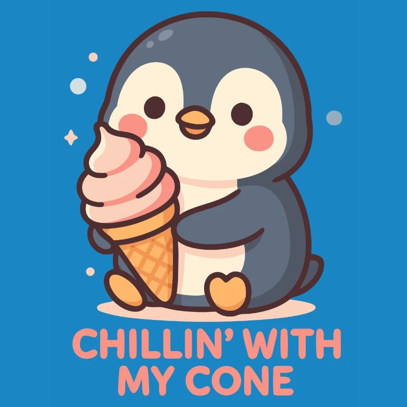 Pingouin mignon avec un design de cornet de glace