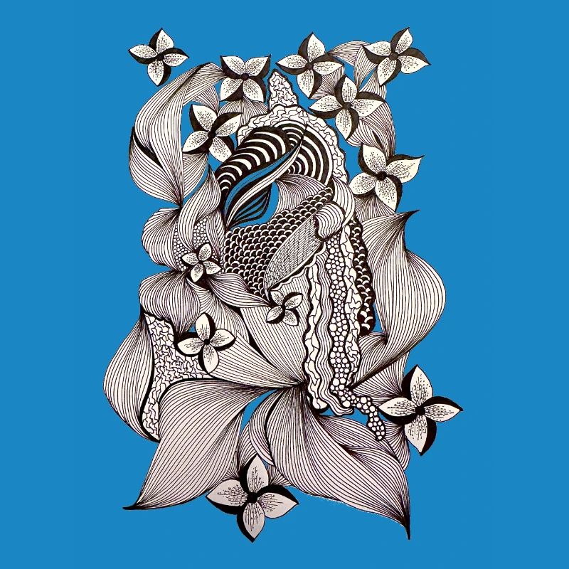 Zentangle Floral Pattern Black & White