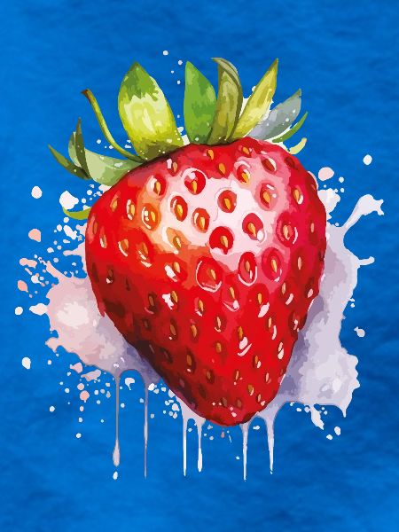 Wasserfarbene Erdbeere Spritzer