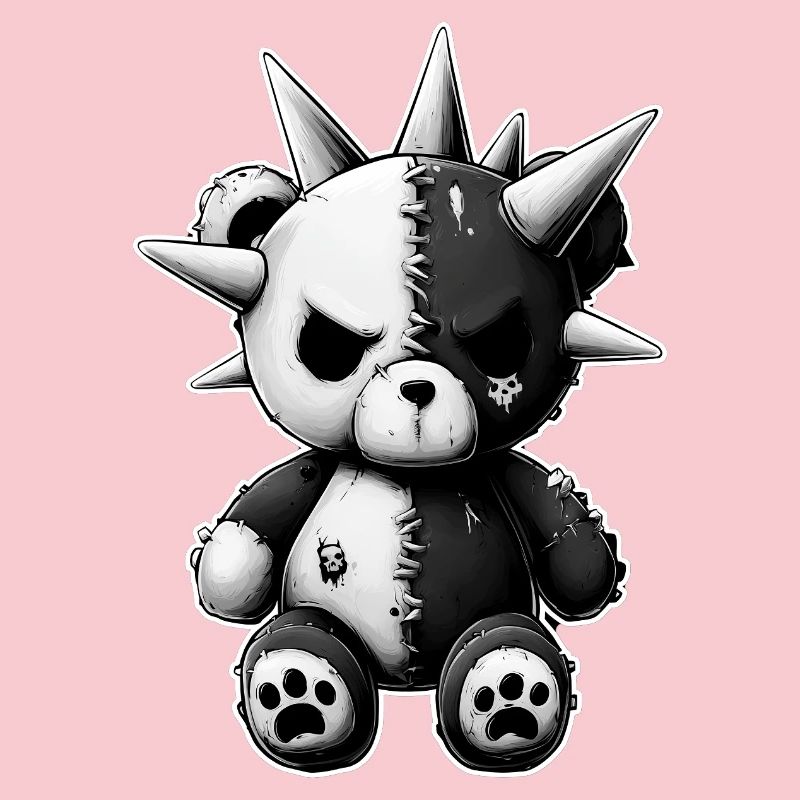 Split Skull Plush Bear Punk