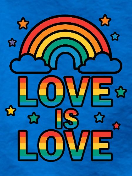 Bunter Regenbogen mit Liebesbotschaft