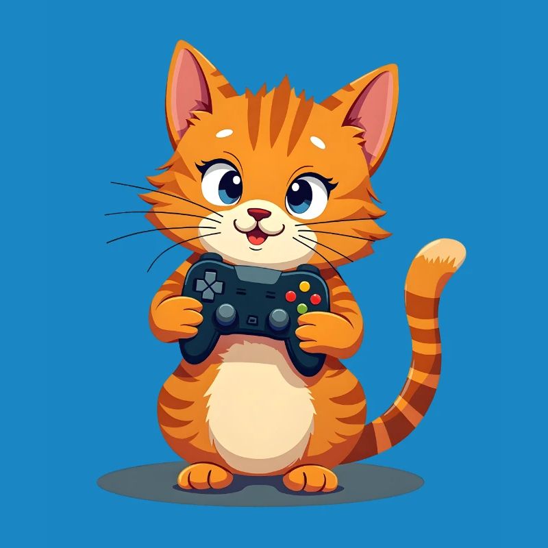 Kitten with game controller