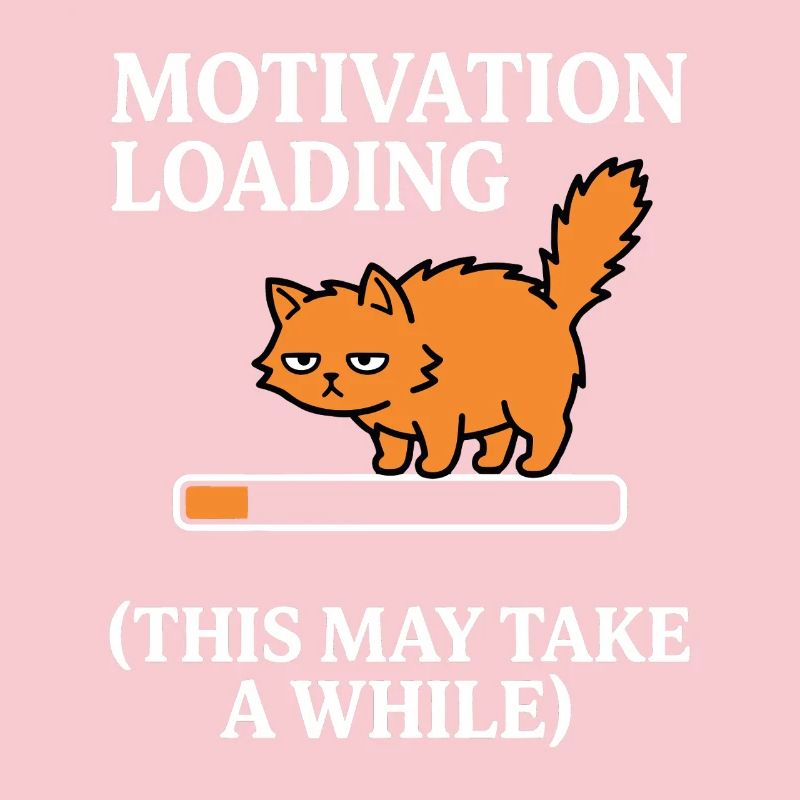Motivation Loading Tired Cat with Loading Bar
