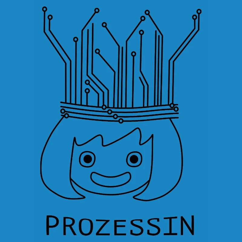 Prozessin mit Tech-Krone