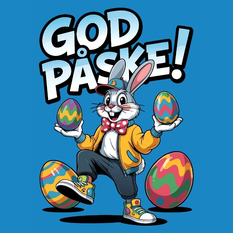 Easter bunny with colorful eggs