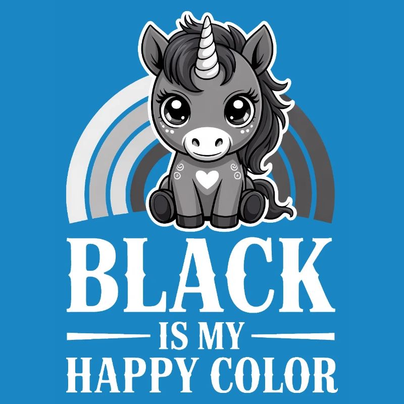 Le noir est ma licorne de couleur joyeuse
