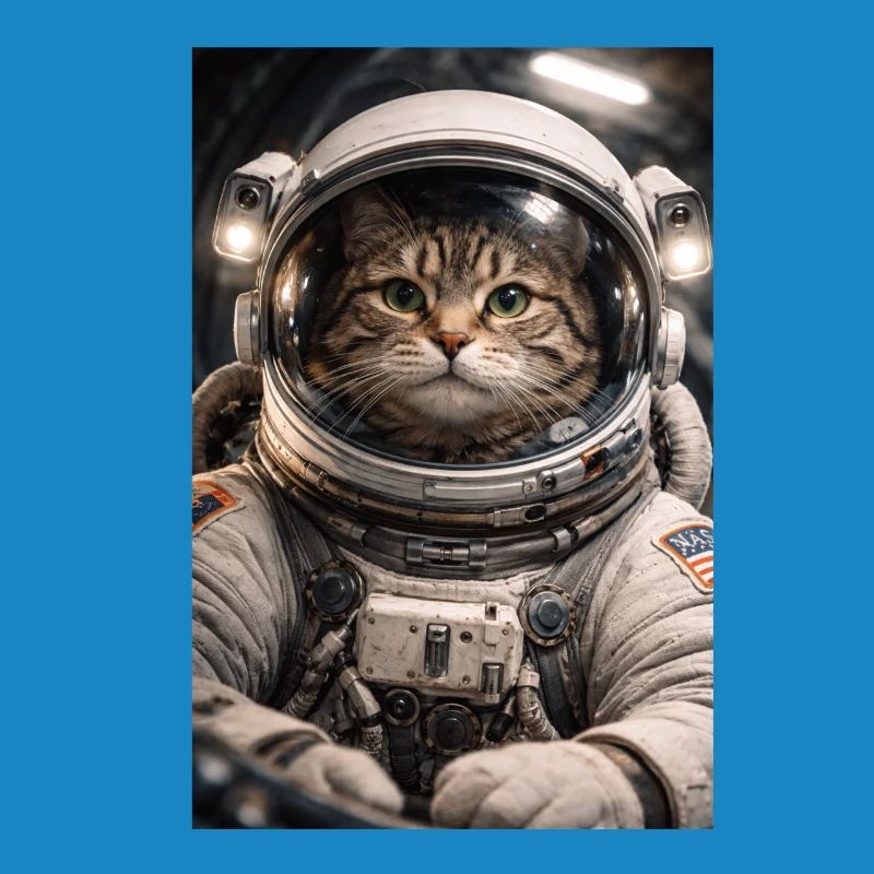 Chat de l’espace en costume d’astronaute