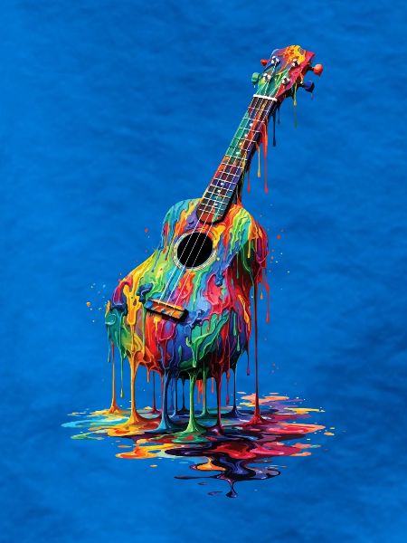 Ukulele with dripping paint