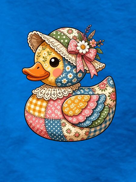 Patchwork Ente mit Blumenhut