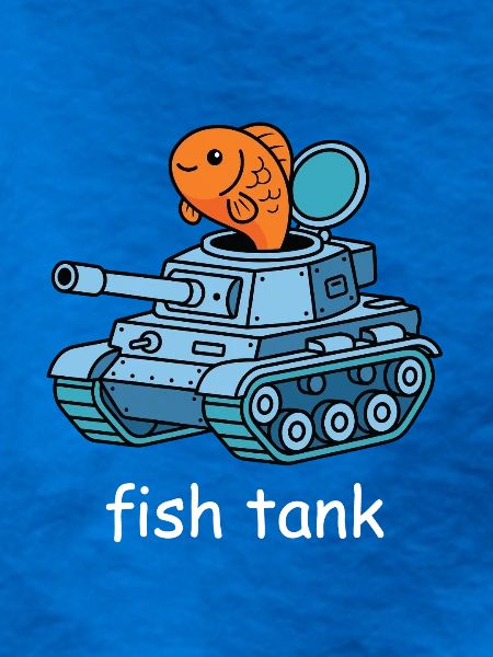Fisch im Panzer Cartoon