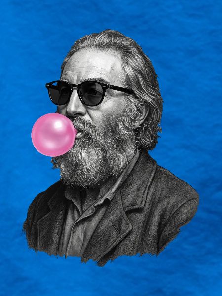 Walt Whitman mit Pinker Bubble