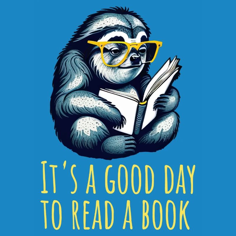 Faultier liest ein Buch, lesen, Bücher, Bibliothek