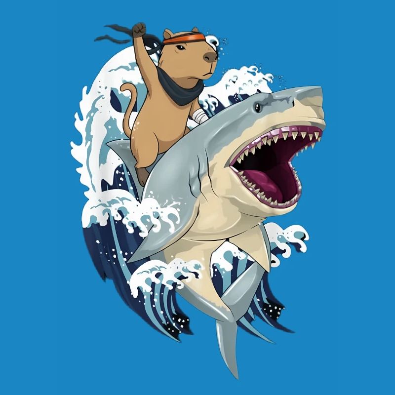 Capybara on shark