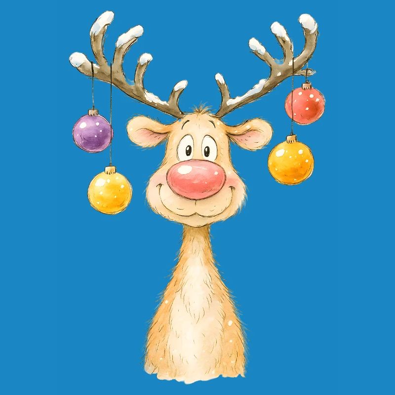 Conception d’aquarelle de renne de Noël mignon