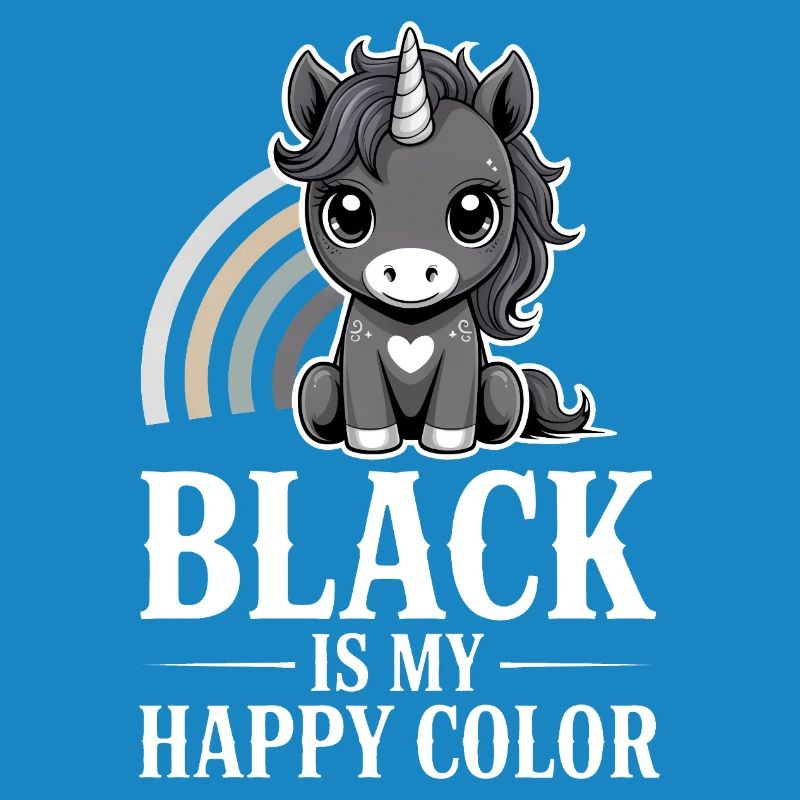 Le noir est ma licorne de couleur joyeuse