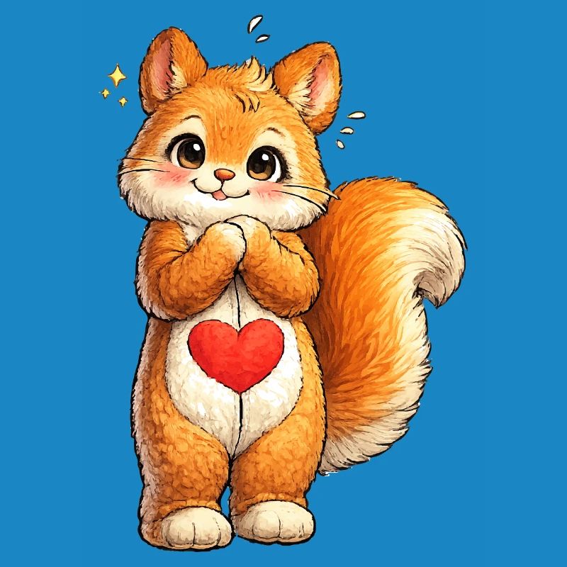 Schüchternes Eichhörnchen mit rotem Herz