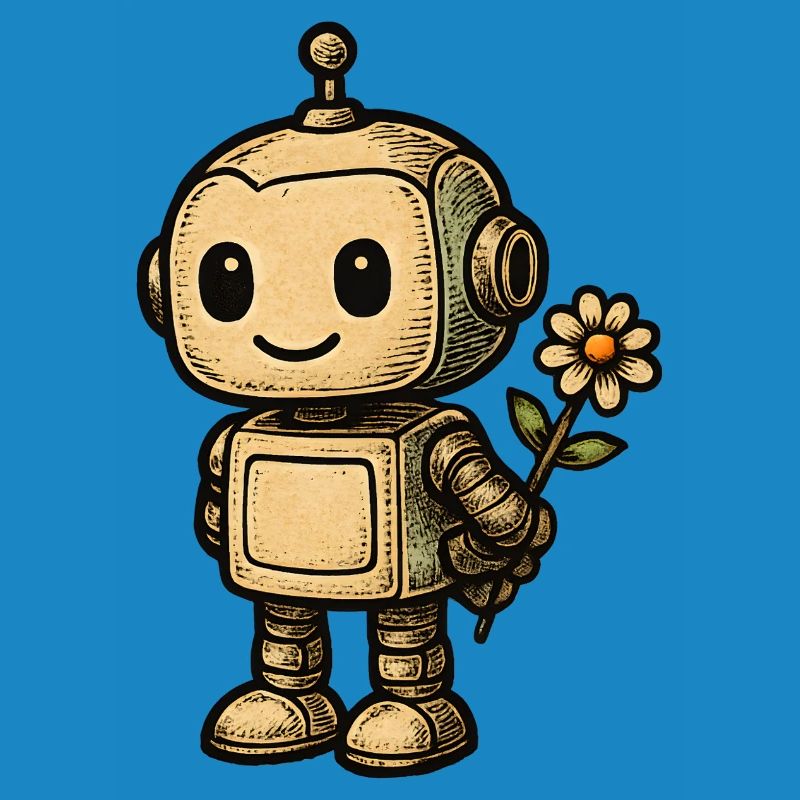 Robot avec fleur