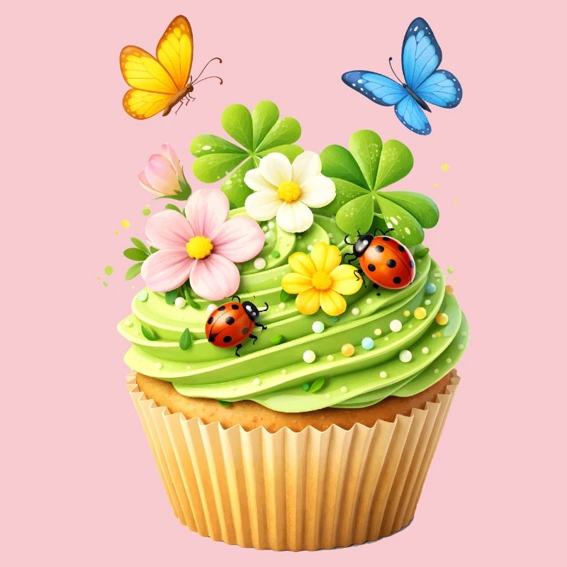 Cupcake de printemps avec des fleurs