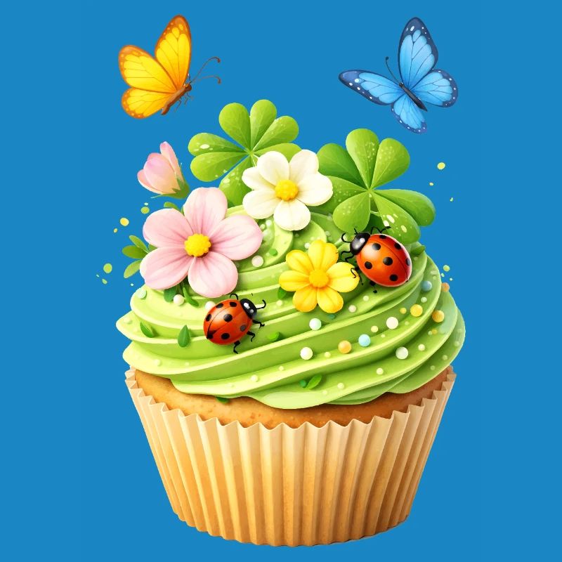 Spring cupcake with flowers