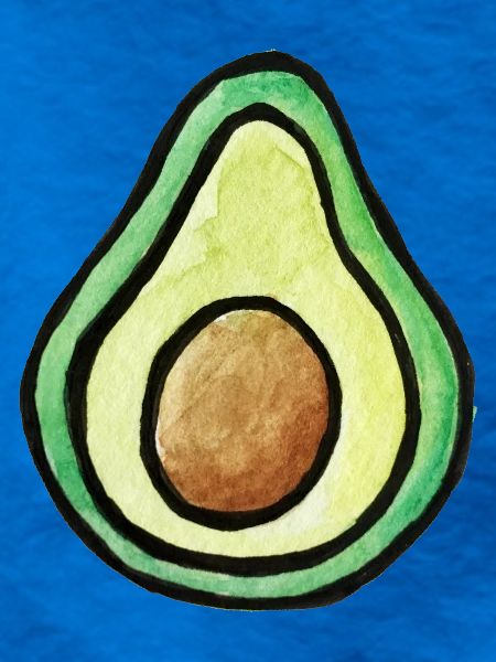 Aquarell Avocado-Scheibe
