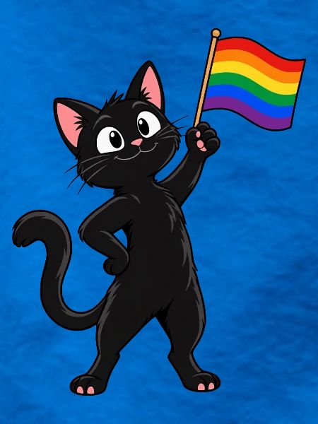 Pride-Katze mit Regenbogenflagge – Vielfalt