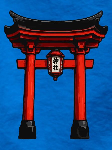 Roter Torii mit Laterne