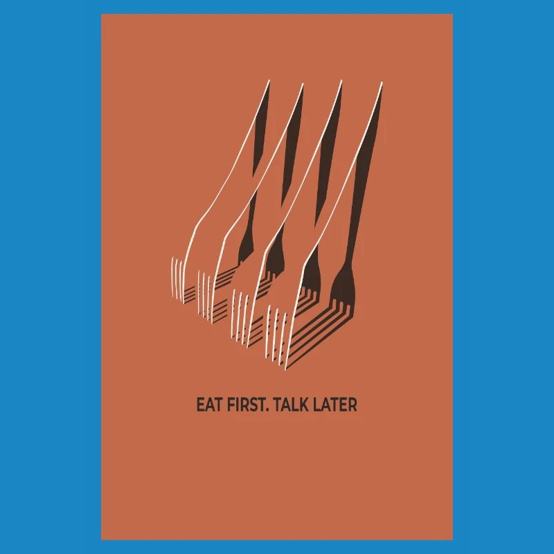Eat First Talk Later – Kitchen Poster Terracott
