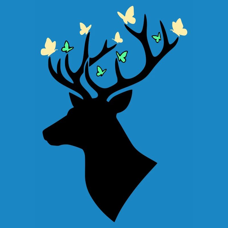 Deer Head Butterfly Multicolored