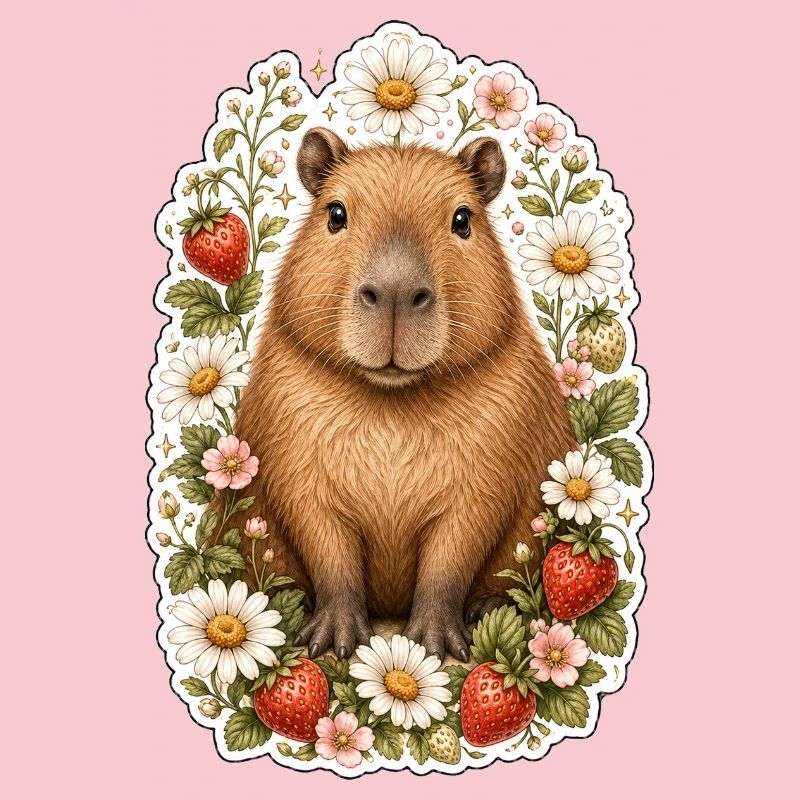 Capybara Erdbeeren Gänseblümchen Tierfreund