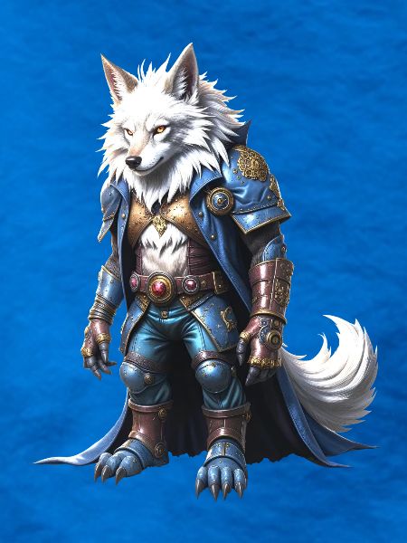 Wolfsheld in blauer Rüstung