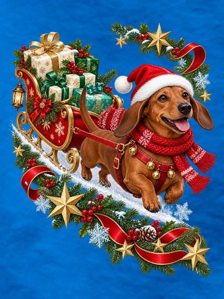 Dackel Weihnachtsgeschenkschlitten