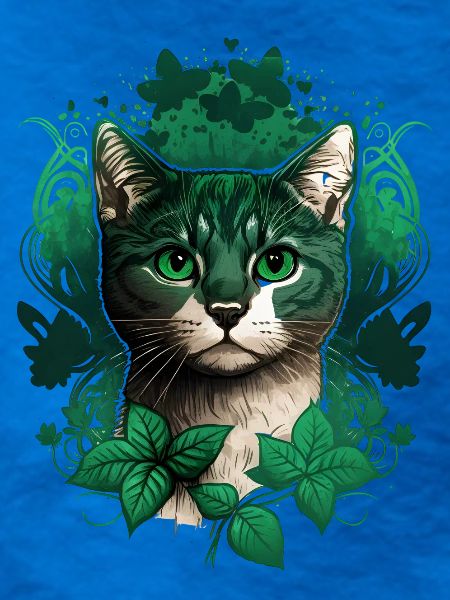 Katze mit Efeu Rahmen